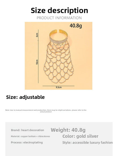Exaggerated Silver Alloy Grid Bracelet For Women With Rhinestone Inlay
