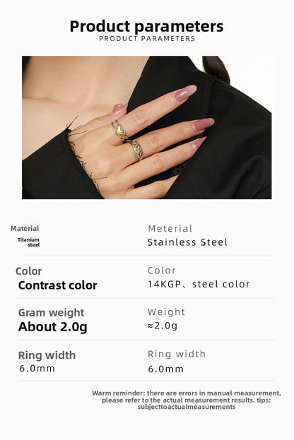 Heart Shape Open Ring For Women In Simple Style, Waterproof Non Tarnish Titanium Steel With Electroplated Gold Plating