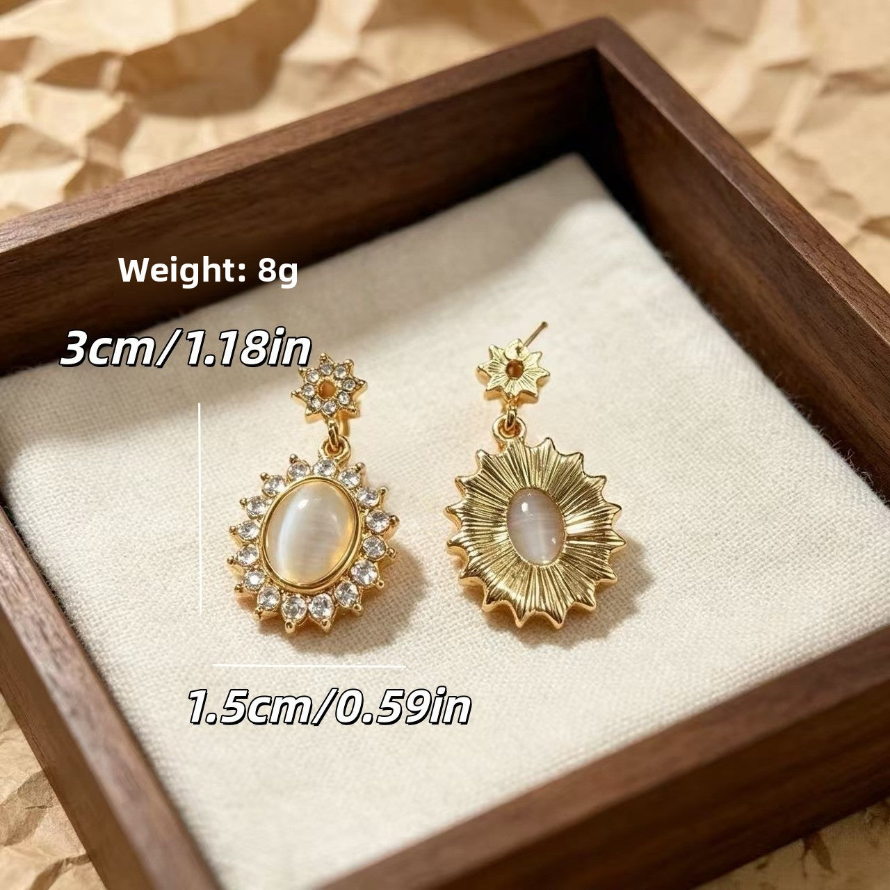 Unisex Oval Cat's Eye Stone Stud Earrings With 925 Sterling Silver Posts In Alloy Base, Clip-On Style