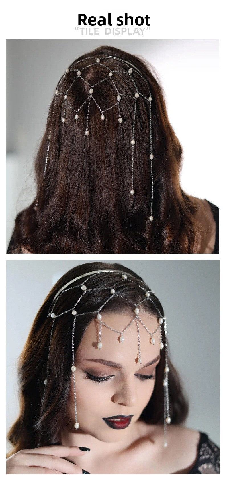 Grid Jewelry Headband For Women With Artificial Pearl In Silver, Perfect For Summer