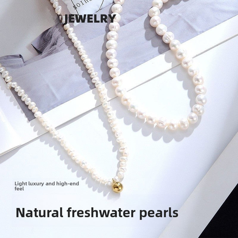 Handmade Freshwater Pearl Necklace For Women Featuring 5-6mm Simple Style Pearls