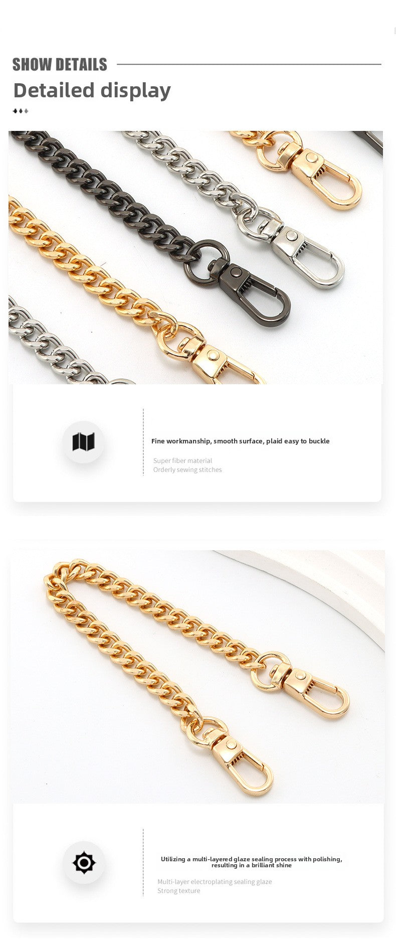 Solid Color Bag Strap In Zinc Alloy Featuring Streetwear Style For Durable And Trendy Accessories