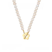 OT Clasp Floral Freshwater Pearl Necklace