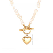 OT Clasp Heart-shaped Freshwater Pearl Necklace