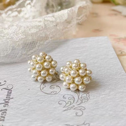 Retro Geometric Silver Alloy Stud Earrings For Women With Clip-On Ear Caps