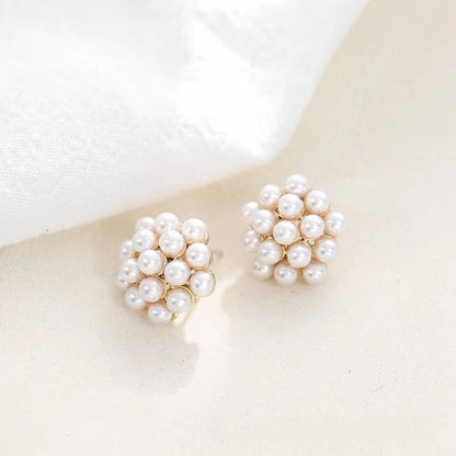 Retro Geometric Silver Alloy Stud Earrings For Women With Clip-On Ear Caps