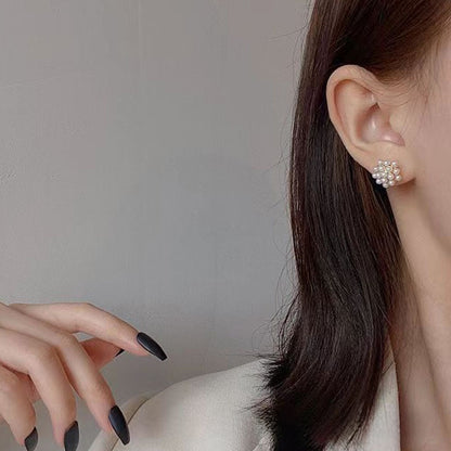 Retro Geometric Silver Alloy Stud Earrings For Women With Clip-On Ear Caps