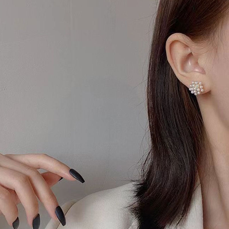 Retro Geometric Silver Alloy Stud Earrings For Women With Clip-On Ear Caps