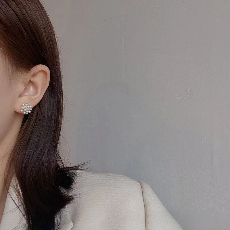 Retro Geometric Silver Alloy Stud Earrings For Women With Clip-On Ear Caps