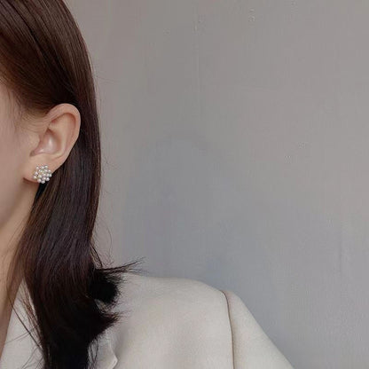 Retro Geometric Silver Alloy Stud Earrings For Women With Clip-On Ear Caps