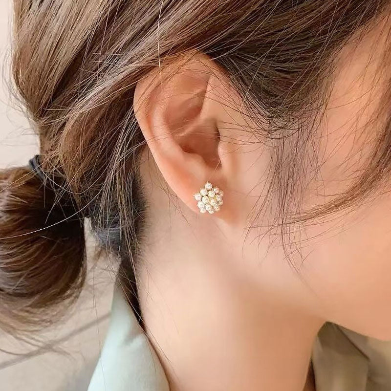Retro Geometric Silver Alloy Stud Earrings For Women With Clip-On Ear Caps