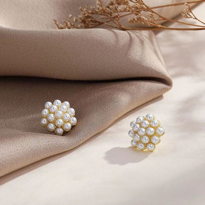 Retro Geometric Silver Alloy Stud Earrings For Women With Clip-On Ear Caps