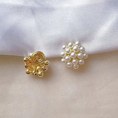 Retro Geometric Silver Alloy Stud Earrings For Women With Clip-On Ear Caps