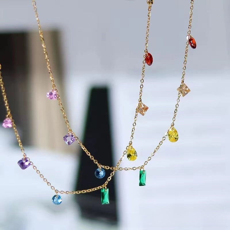 Sweet Zircon Necklace In Colour Featuring Zircon Inlay For Elegant Style