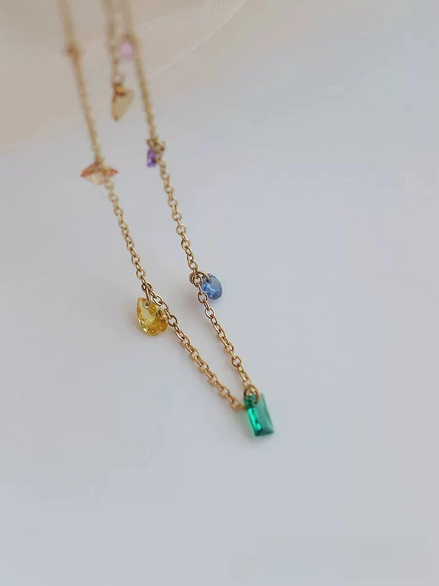 Sweet Zircon Necklace In Colour Featuring Zircon Inlay For Elegant Style