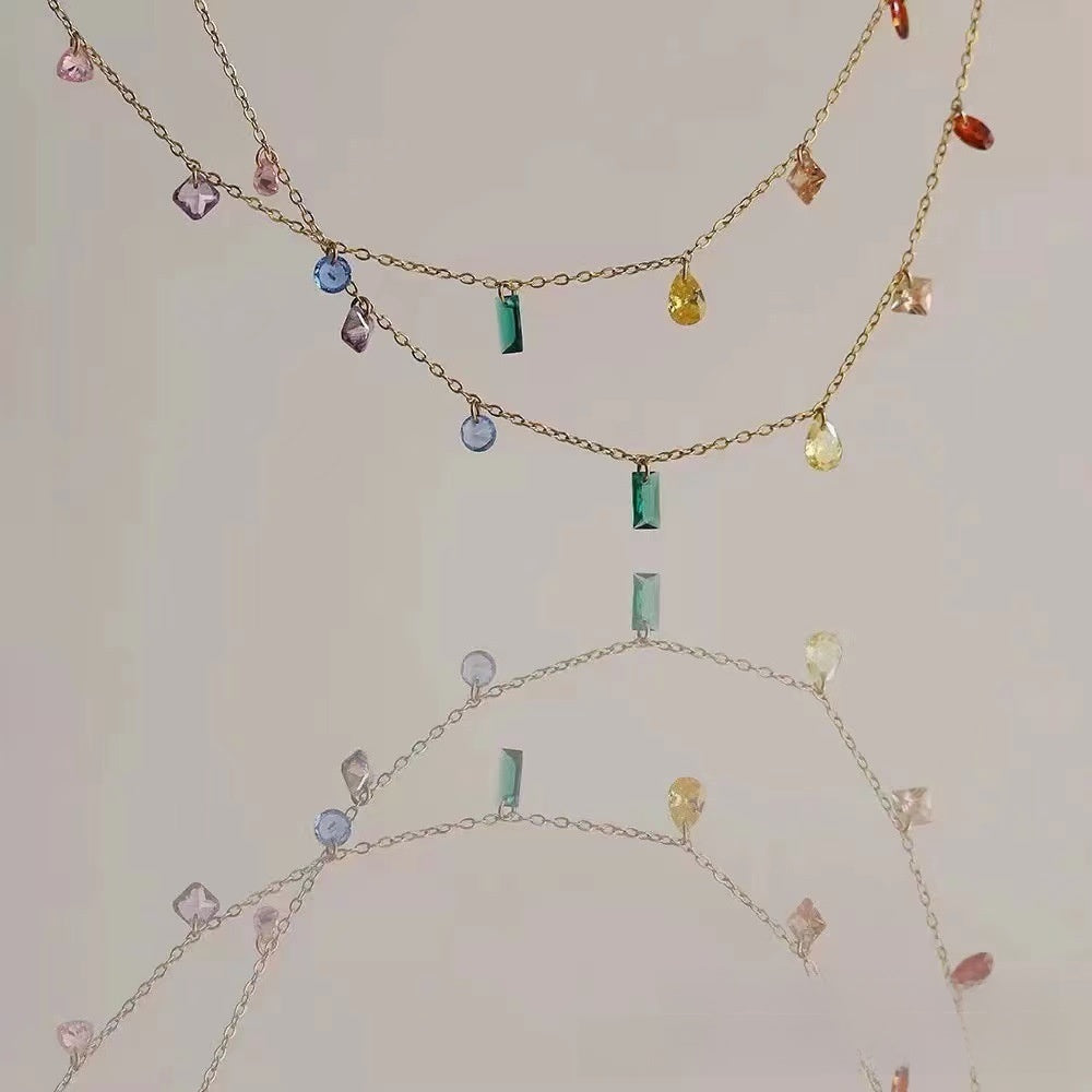Sweet Zircon Necklace In Colour Featuring Zircon Inlay For Elegant Style
