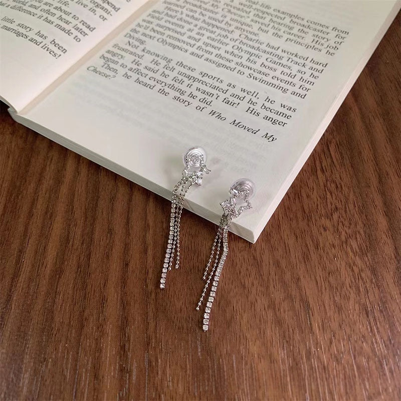 Tassel Clip Earrings For Women Featuring Electroplated Alloy With 925 Sterling Silver Studs