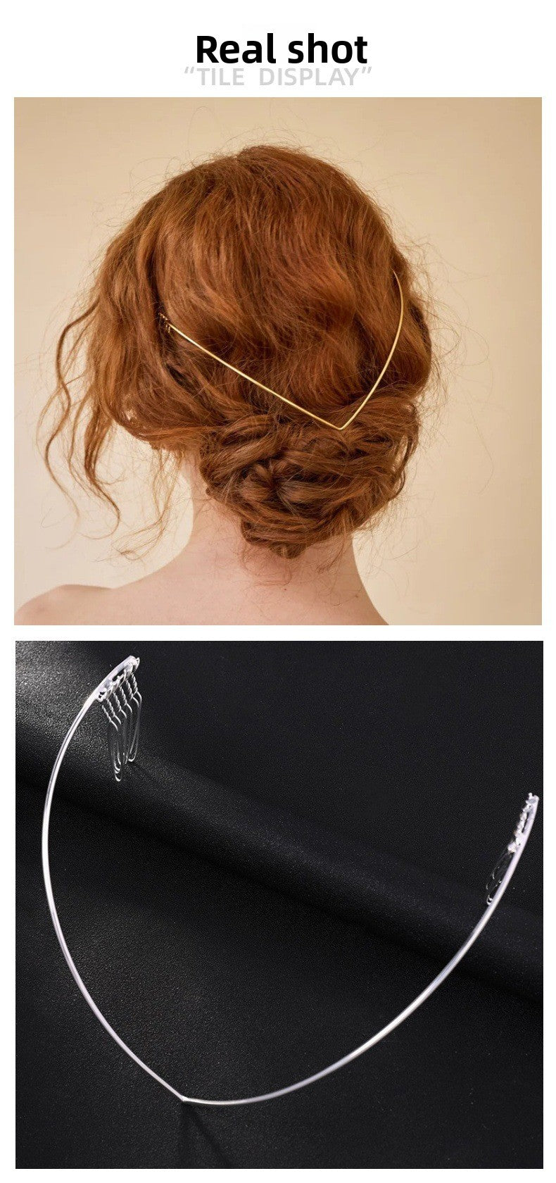 Simple Style V Shape Hair Comb For Women In Silver Metal, Perfect For Wedding Season