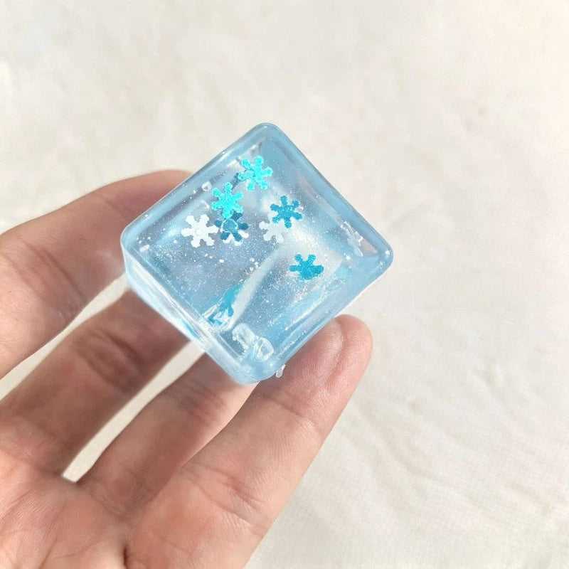 Ice Cube Squishy Toy Made Of Soft TPR Material In Natural Pink, Novelty Stress Relief Toy