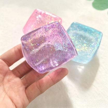Ice Cube Squishy Toy Made Of Soft TPR Material In Natural Pink, Novelty Stress Relief Toy