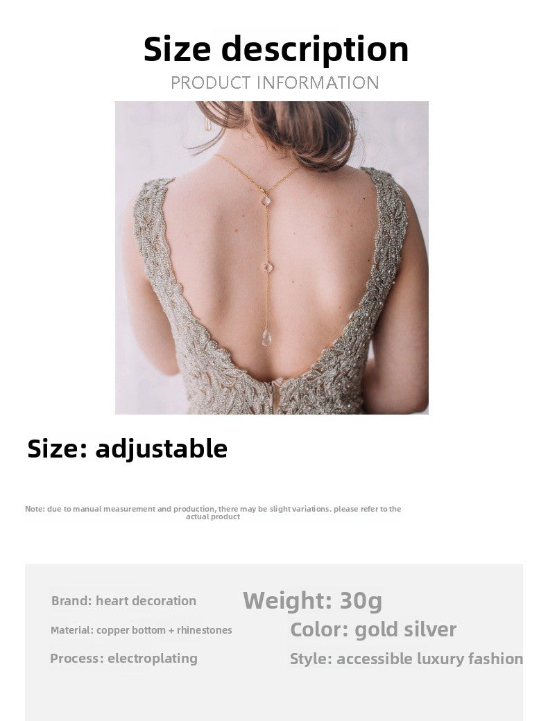 Silver Tassel Body Chain For Women With White Crystal Inlay, 304 Stainless Steel, Electroplated Finish