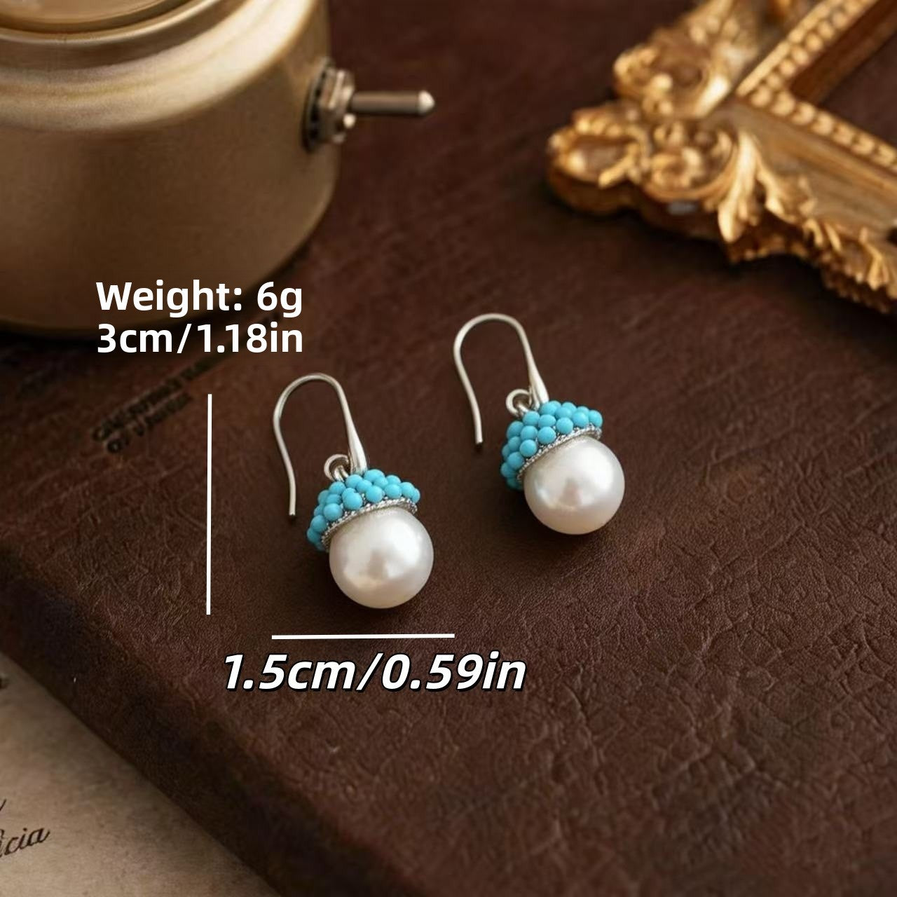 Sweet Mushroom Drop Earrings For Unisex In Blue Zinc Alloy With Ear Hook