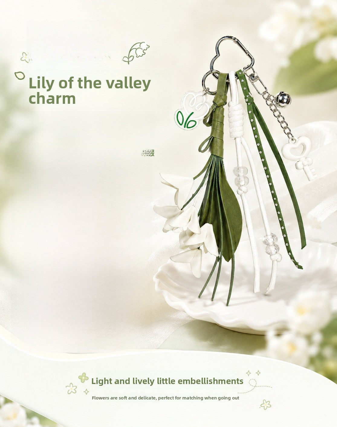 Lavender Knitted Flowers Bag Pendant In Acrylic Material With Cute Style, Perfect For Spring Accessories