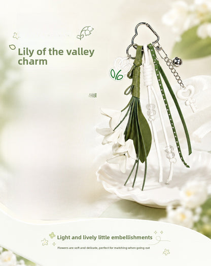 Lavender Knitted Flowers Bag Pendant In Acrylic Material With Cute Style, Perfect For Spring Accessories