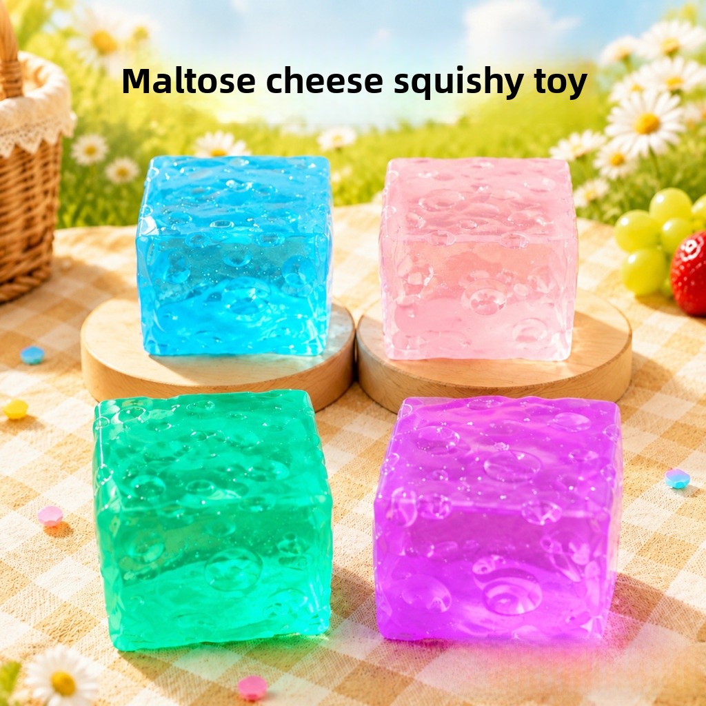 Square Transparent Squishy Toy Made Of Soft TPR Material For Stress Relief And Sensory Play