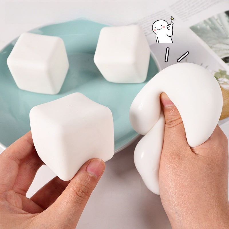 Square Squishy Toy Made Of Soft TPR Material In White, A Unique Novelty Toy For Stress Relief And Fun