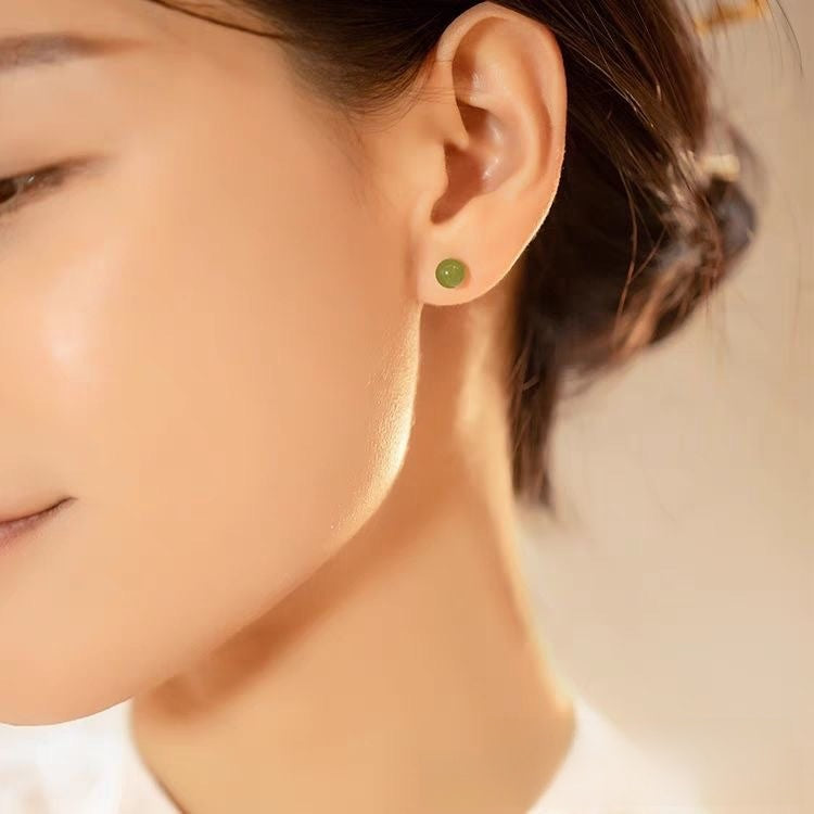 U Shape Stud Earrings For Women With Stone Texture, Electroplated Finish, Featuring 925 Sterling Silver Posts And Synthetic Gemstones