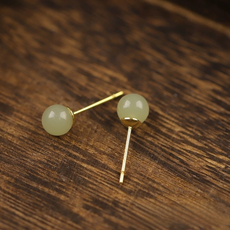 U Shape Stud Earrings For Women With Stone Texture, Electroplated Finish, Featuring 925 Sterling Silver Posts And Synthetic Gemstones