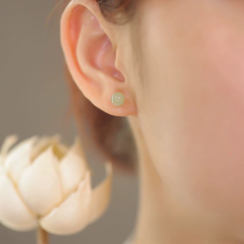 U Shape Stud Earrings For Women With Stone Texture, Electroplated Finish, Featuring 925 Sterling Silver Posts And Synthetic Gemstones