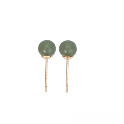 U Shape Stud Earrings For Women With Stone Texture, Electroplated Finish, Featuring 925 Sterling Silver Posts And Synthetic Gemstones