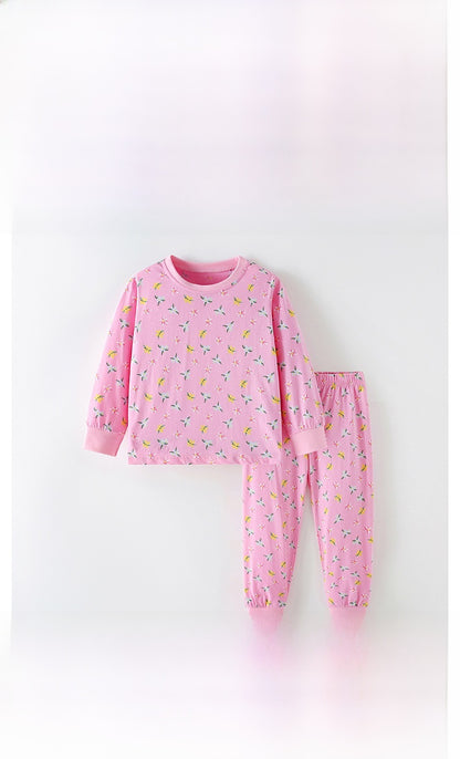 Cute Cartoon Cotton T-shirt Co-ord Set For Girls Featuring Printing, 2 Pieces Kids Clothing Set