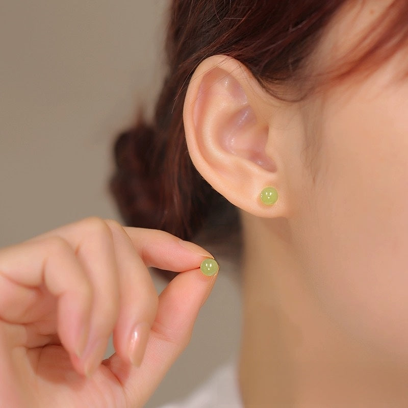 U Shape Stud Earrings For Women With Stone Texture, Electroplated Finish, Featuring 925 Sterling Silver Posts And Synthetic Gemstones
