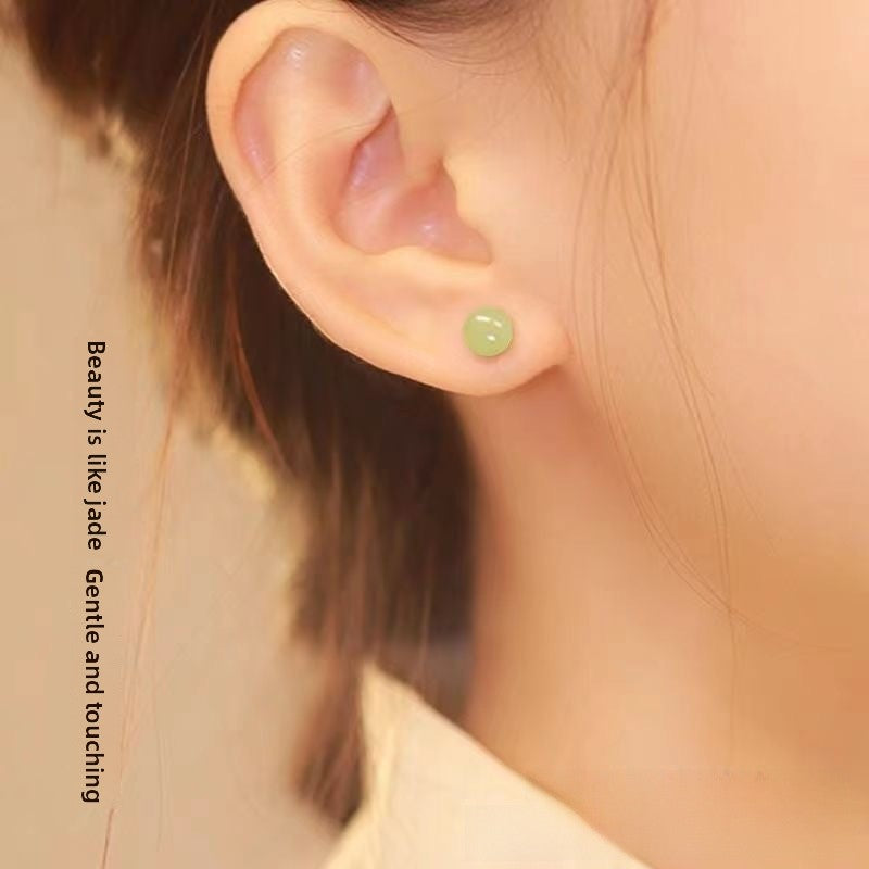 U Shape Stud Earrings For Women With Stone Texture, Electroplated Finish, Featuring 925 Sterling Silver Posts And Synthetic Gemstones
