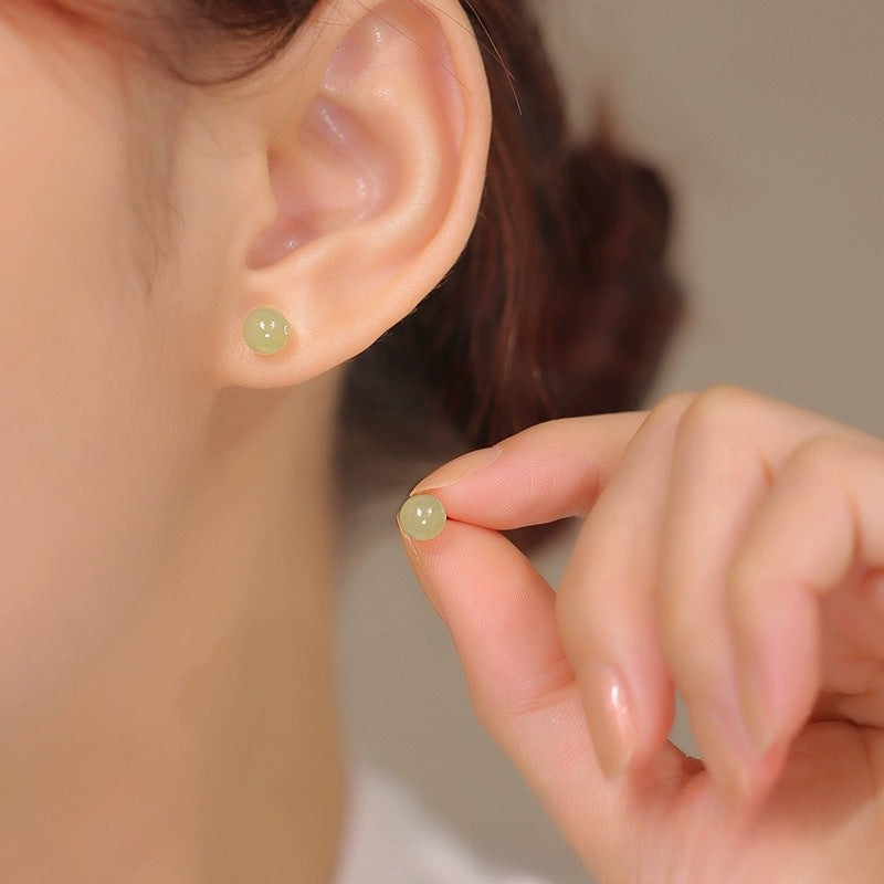U Shape Stud Earrings For Women With Stone Texture, Electroplated Finish, Featuring 925 Sterling Silver Posts And Synthetic Gemstones