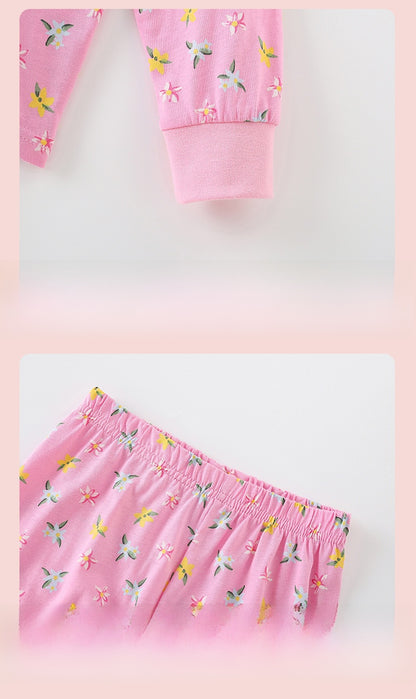 Cute Cartoon Cotton T-shirt Co-ord Set For Girls Featuring Printing, 2 Pieces Kids Clothing Set