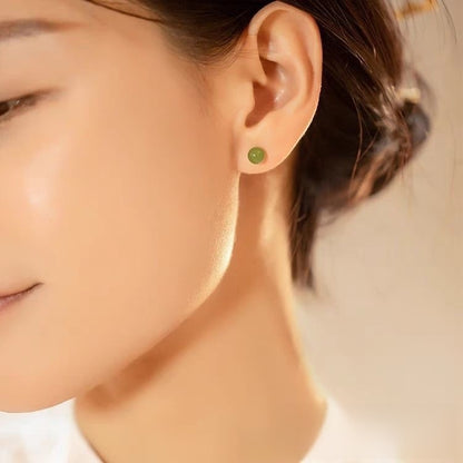 U Shape Stud Earrings For Women With Stone Texture, Electroplated Finish, Featuring 925 Sterling Silver Posts And Synthetic Gemstones