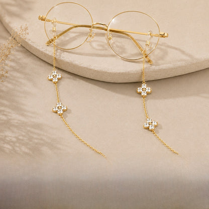 Flowers Glasses Chain For Adults Featuring Rhinestones Design