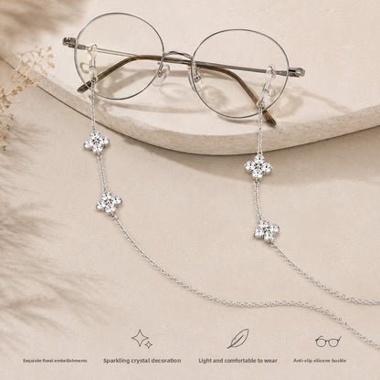 Flowers Glasses Chain For Adults Featuring Rhinestones Design