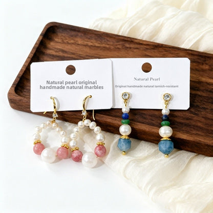 Retro Freshwater Pearl Drop Earrings For Women Featuring Natural White 5-6mm Baroque Pearls