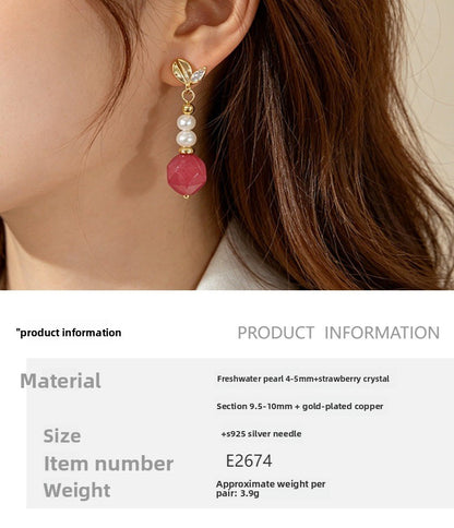 Retro Freshwater Pearl Drop Earrings For Women Featuring Natural White 5-6mm Baroque Pearls