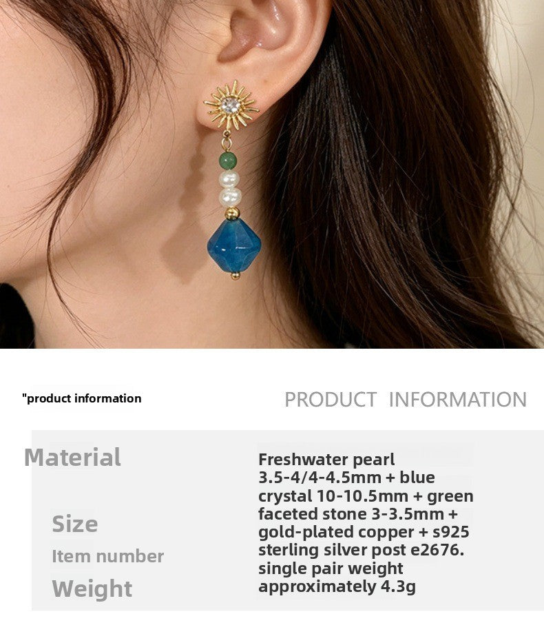 Retro Freshwater Pearl Drop Earrings For Women Featuring Natural White 5-6mm Baroque Pearls