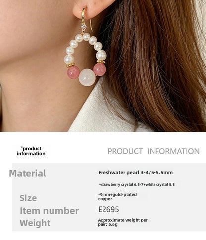 Retro Freshwater Pearl Drop Earrings For Women Featuring Natural White 5-6mm Baroque Pearls