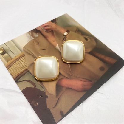 Geometric Stud Earrings For Unisex Featuring 925 Sterling Silver Ear Pins In Retro Style Alloy Design