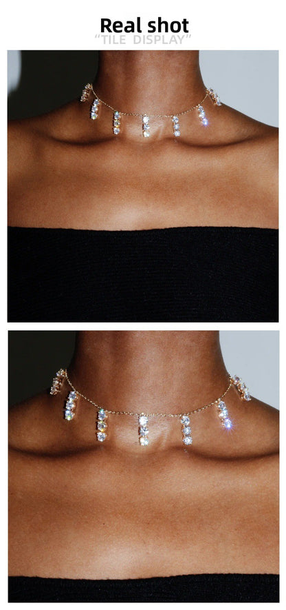 Crystal Silver Pendant Necklace For Women Featuring Electroplated Alloy With Rhinestone Inlay