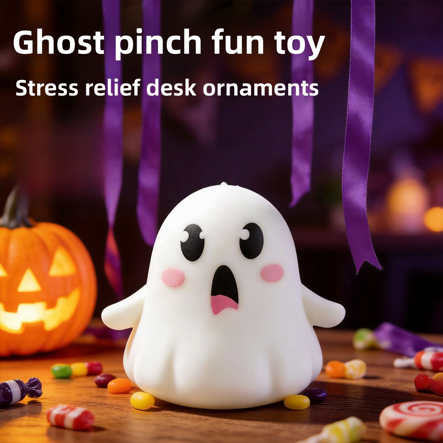 Halloween Pattern Squishy Toy Made Of TPR, Cute Style Stress Relief Toy For Halloween
