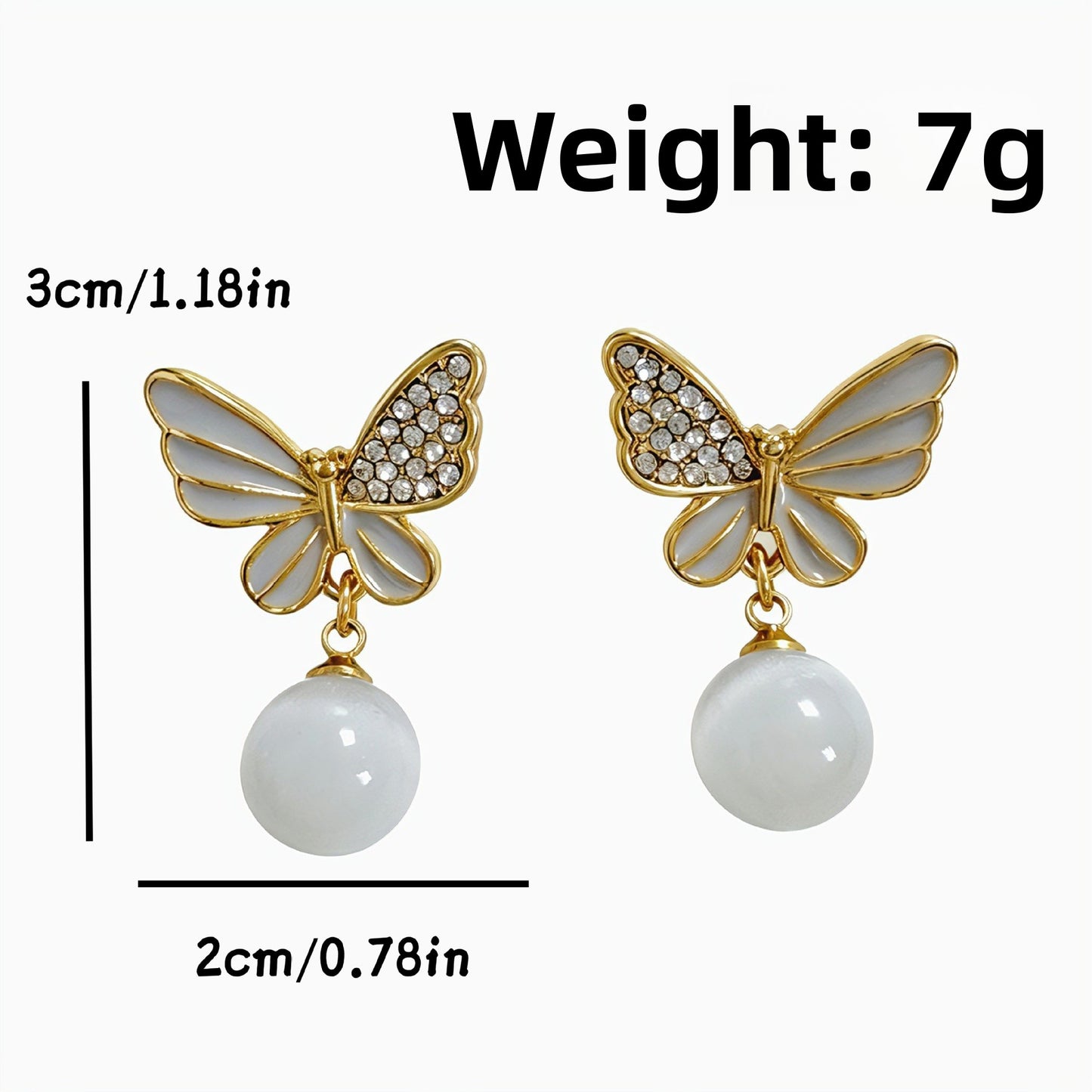 Butterfly Stud Earrings For Unisex In Light Grey Alloy Featuring Electroplated Finish With 925 Sterling Silver Posts